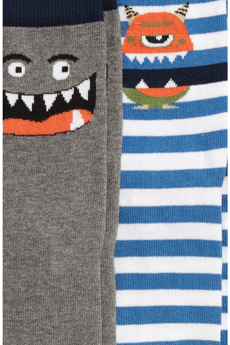 Silly Monster 6-Pack Crew Socks, Alternate, color, NAVY DENIM MULTI