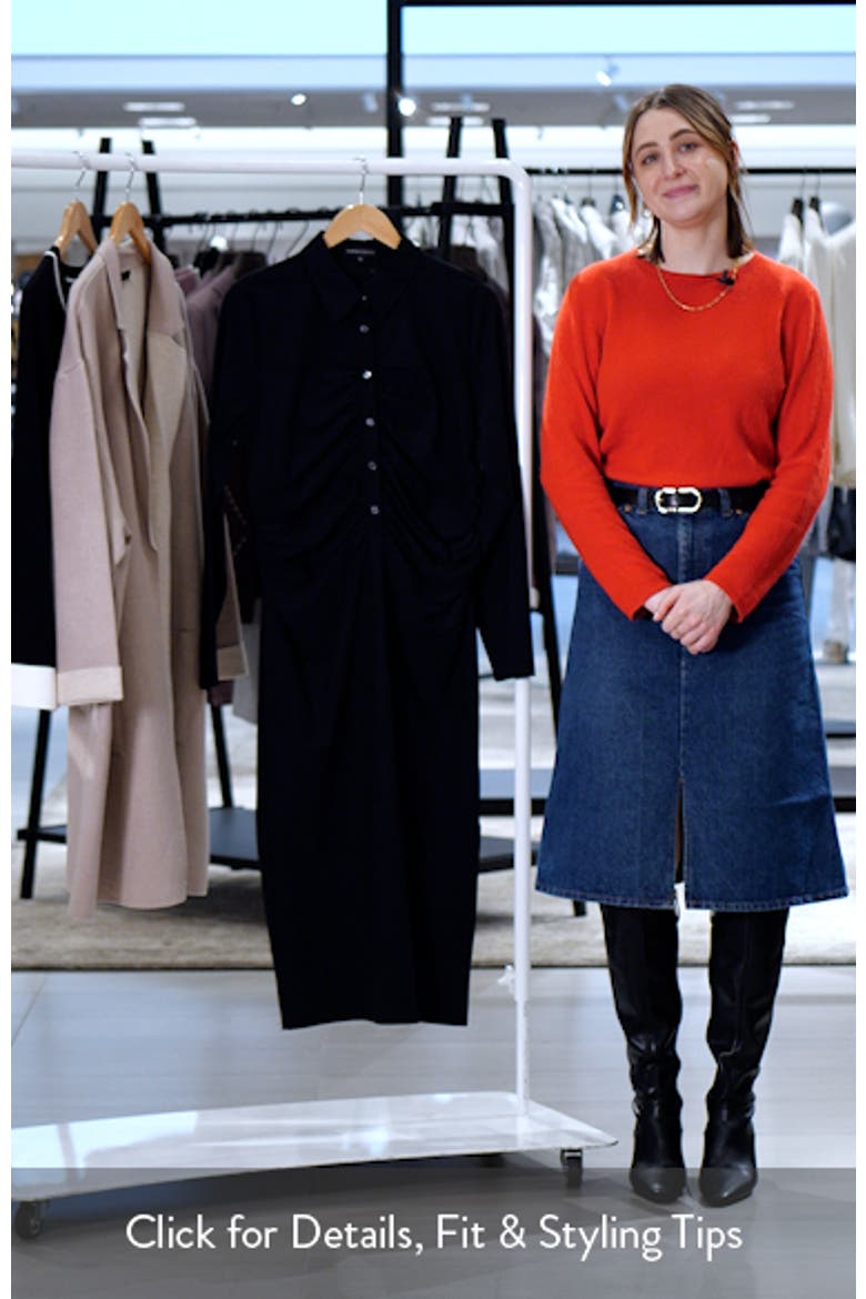 Ruched Long Sleeve Body-Con Shirtdress video