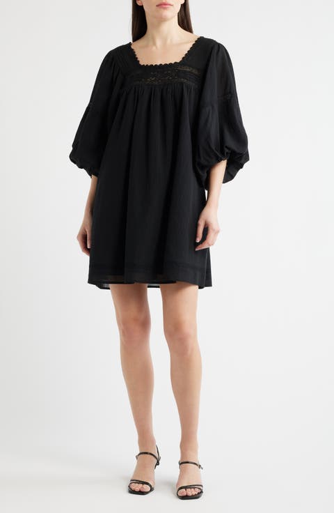 Lorelei Puff Sleeve Cotton Shift Dress