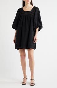 FRNCH Lorelei Puff Sleeve Cotton Shift Dress