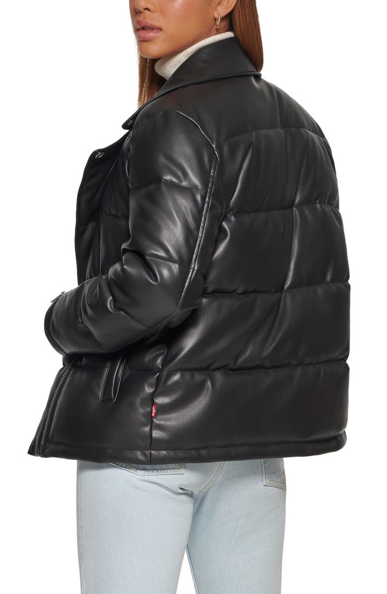 Levi's<sup>®</sup> Faux Leather Moto Puffer Jacket, Alternate, color,