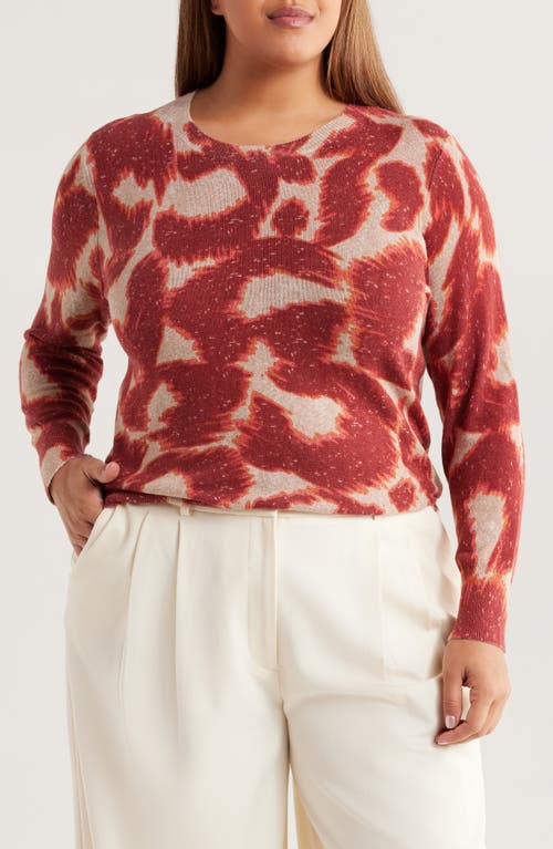 Nic + Zoe Nic+zoe Abstract Animal Supersoft Sweater In Burgundy