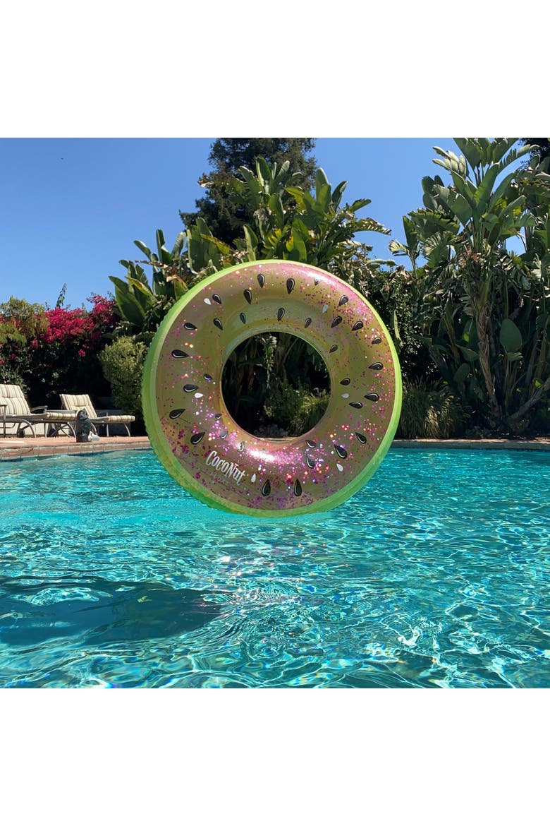 Juicy Watermelon Glitter 42" Pool Float Ring, Inflatable, Antileak, Durable, Alternate, color, Pink
