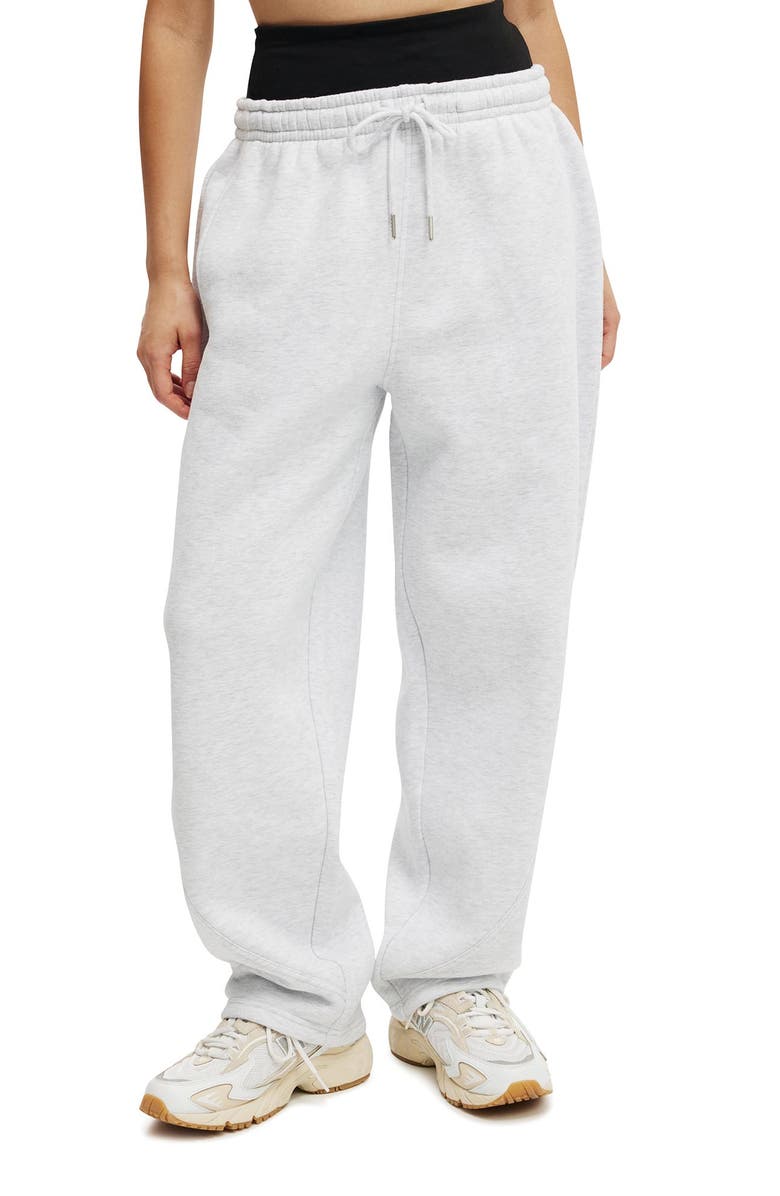 COTTON ON BODY Women
s Active Plush Essential Barrel Sweatpant, Main, color, Cloudy Grey Marle