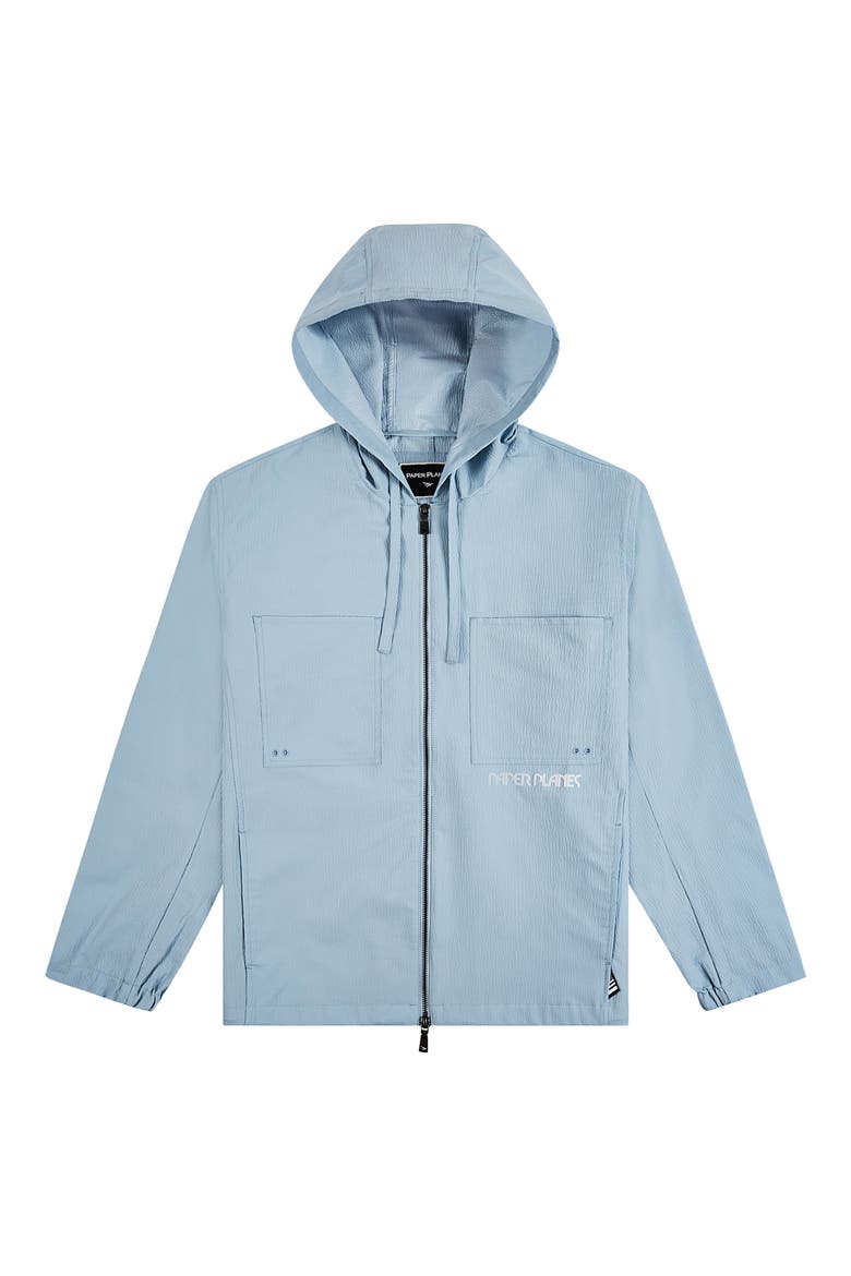 Seersucker Hooded Jacket, Main, color, BLUE SKY