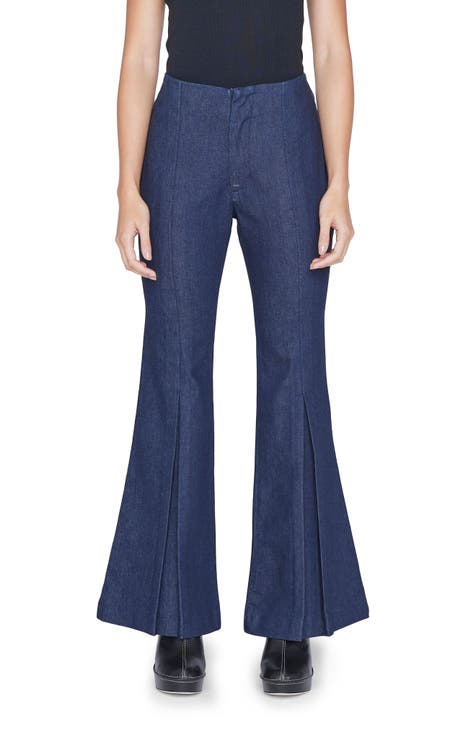 Pixie Pleated Flare Denim Trousers (Petite)