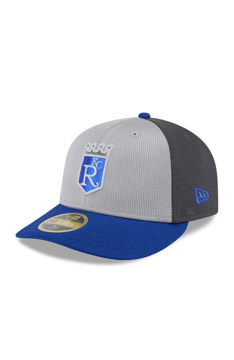 New Era Men's New Era  Gray/Royal Kansas City Royals 2025 Batting Practice Low Profile 59FIFTY Fitted Hat, Main, color, 