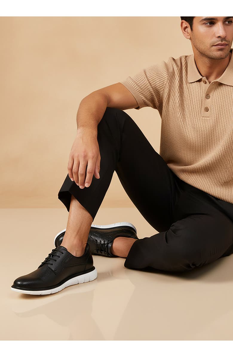 Marc Joseph New York Cloud Street Hands Free Technology Leather Plain Toe Casual Oxford, Alternate, color, Black Grainy Leather