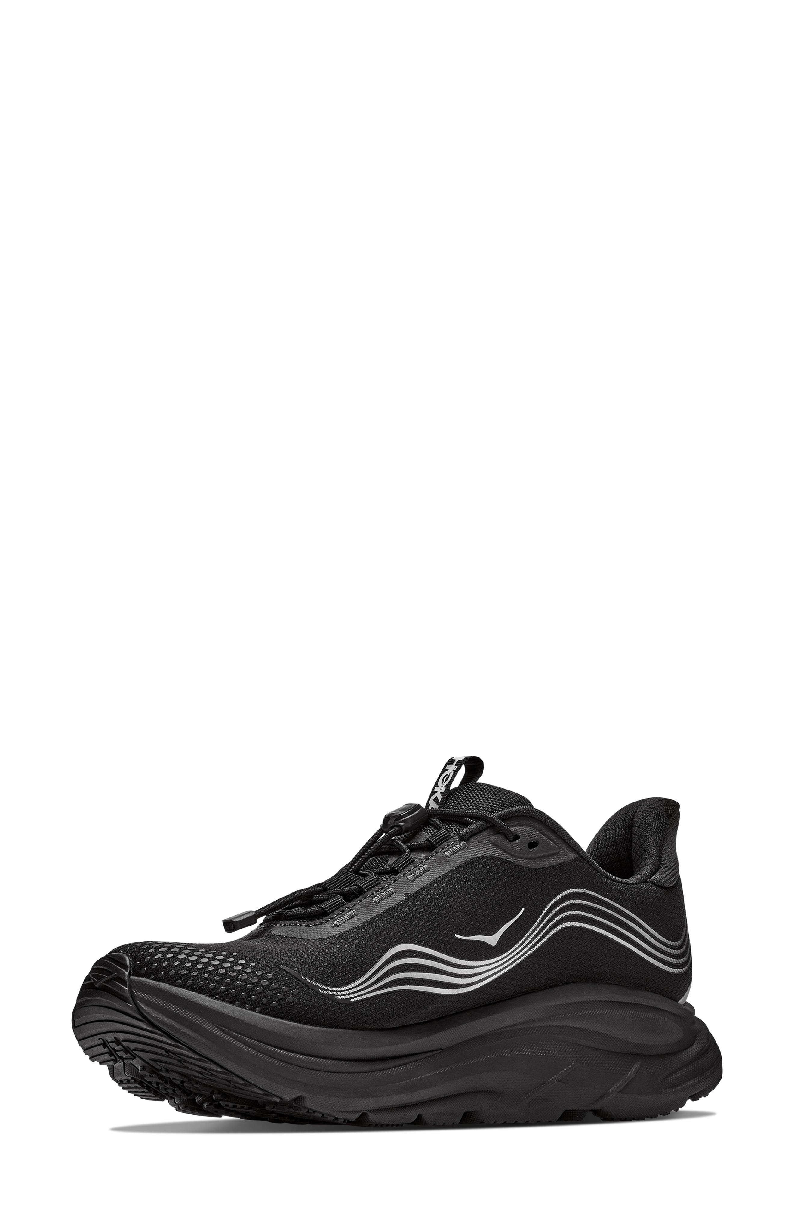 Clifton 11 GTX Waterproof Running Shoe, Alternate, color, BLACK / BLACK