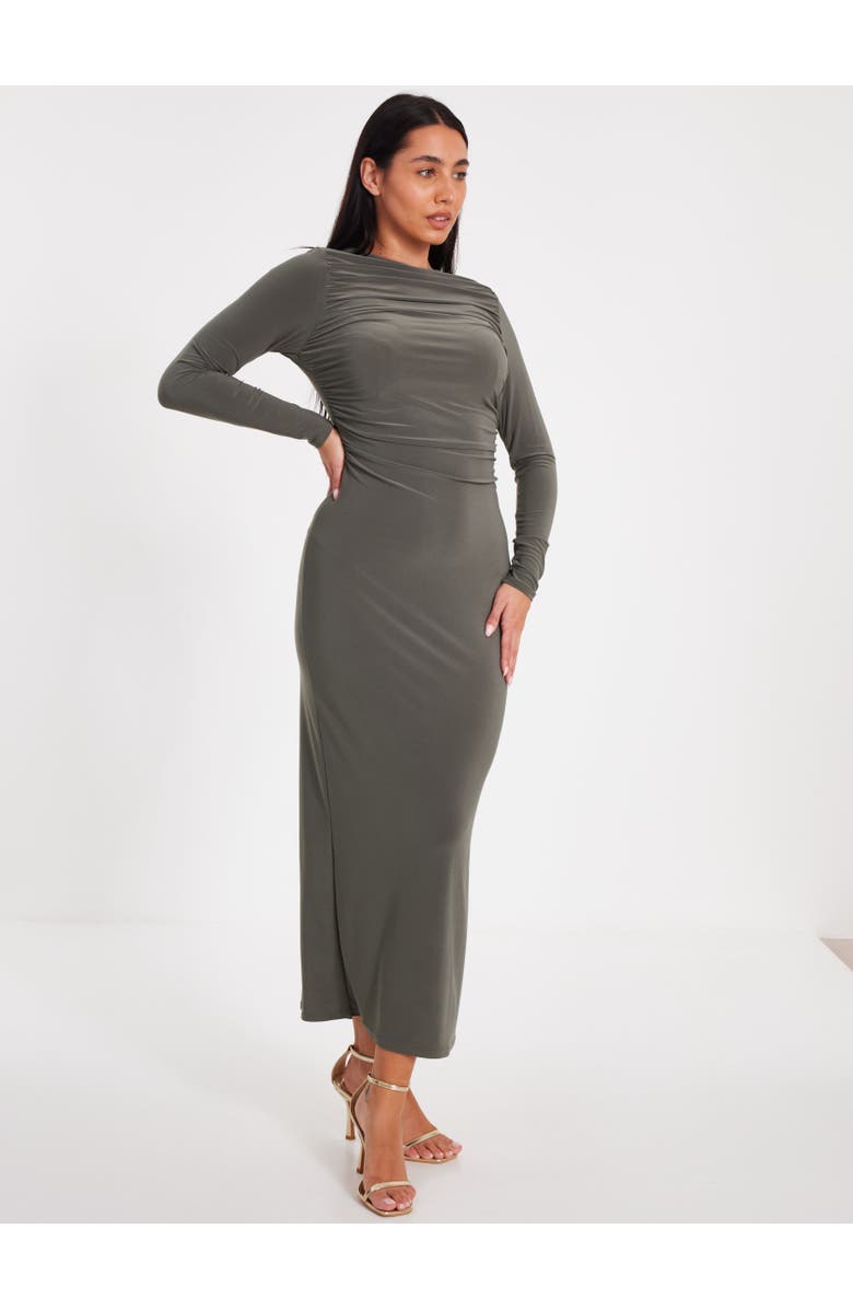 QUIZ Ity Long Sleeve Maxi Dress, Alternate, color, Khaki