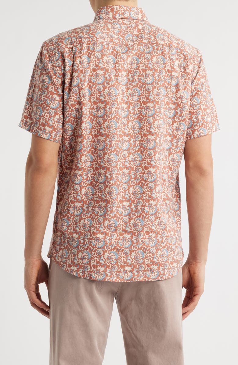 Faherty Breeze Short Sleeve Button-Down Shirt, Alternate, color, Clay Oceanside Floral