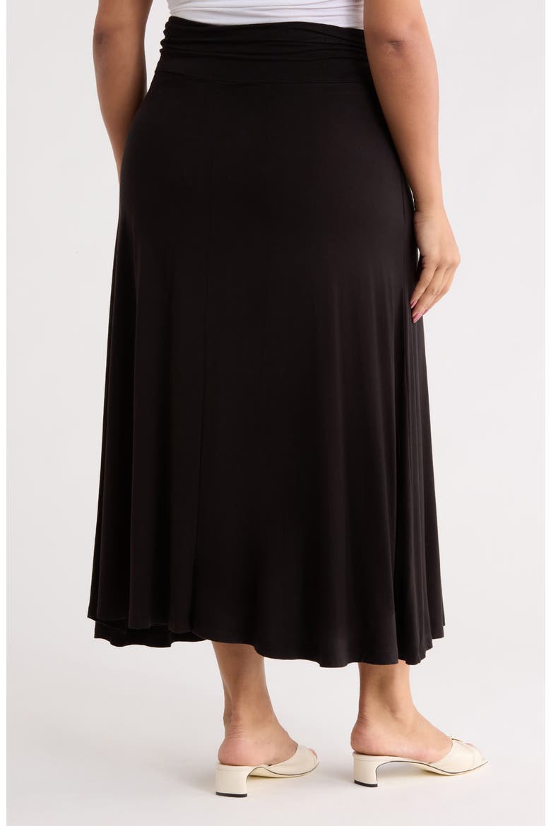 Foldover Waist Midi Skirt, Alternate, color, BLACK