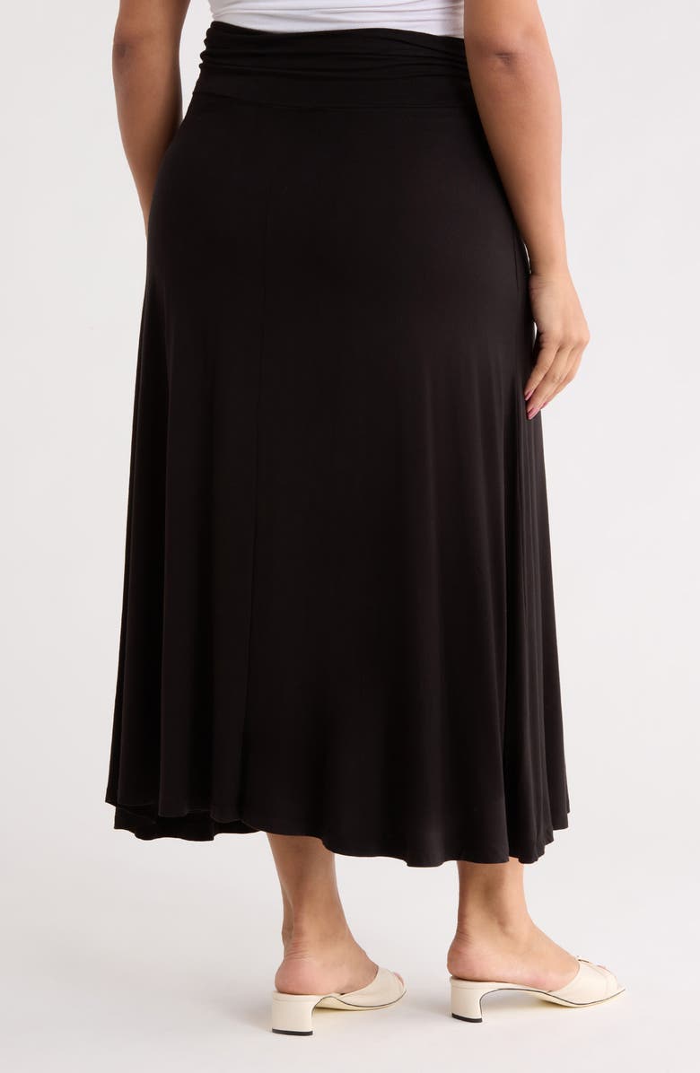 Renee C Foldover Waist Midi Skirt, Alternate, color, Black