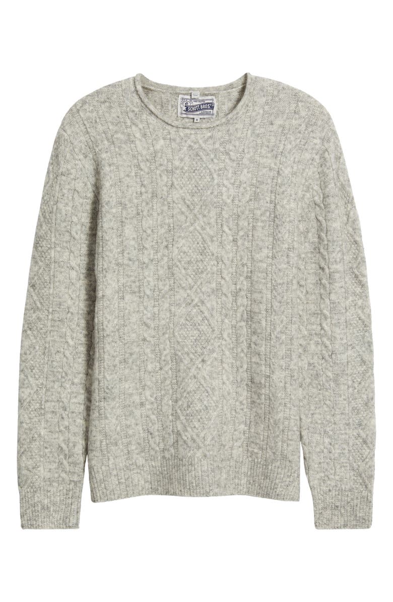 Schott NYC Tri-Blend Fisherman Sweater, Alternate, color, Cloud Grey
