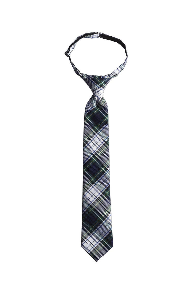 Lands' End School Uniform Kids Pre Tied Tie, Main, color, White Plaid