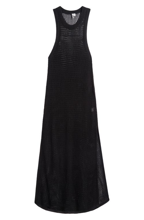 Nordstrom Sheer Open Knit Cover-up Dress In Black