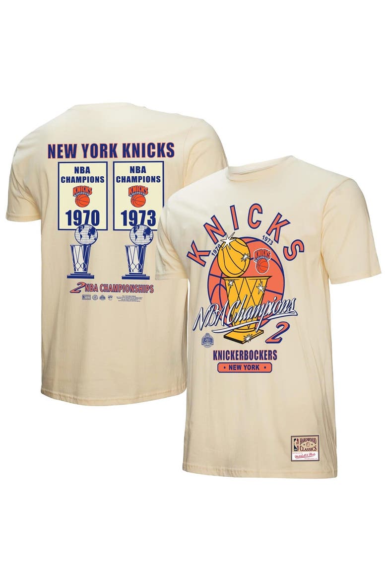 Men's Mitchell & Ness Cream New York Knicks Hardwood Classics Champions Vintage T-Shirt, Main, color, Cream