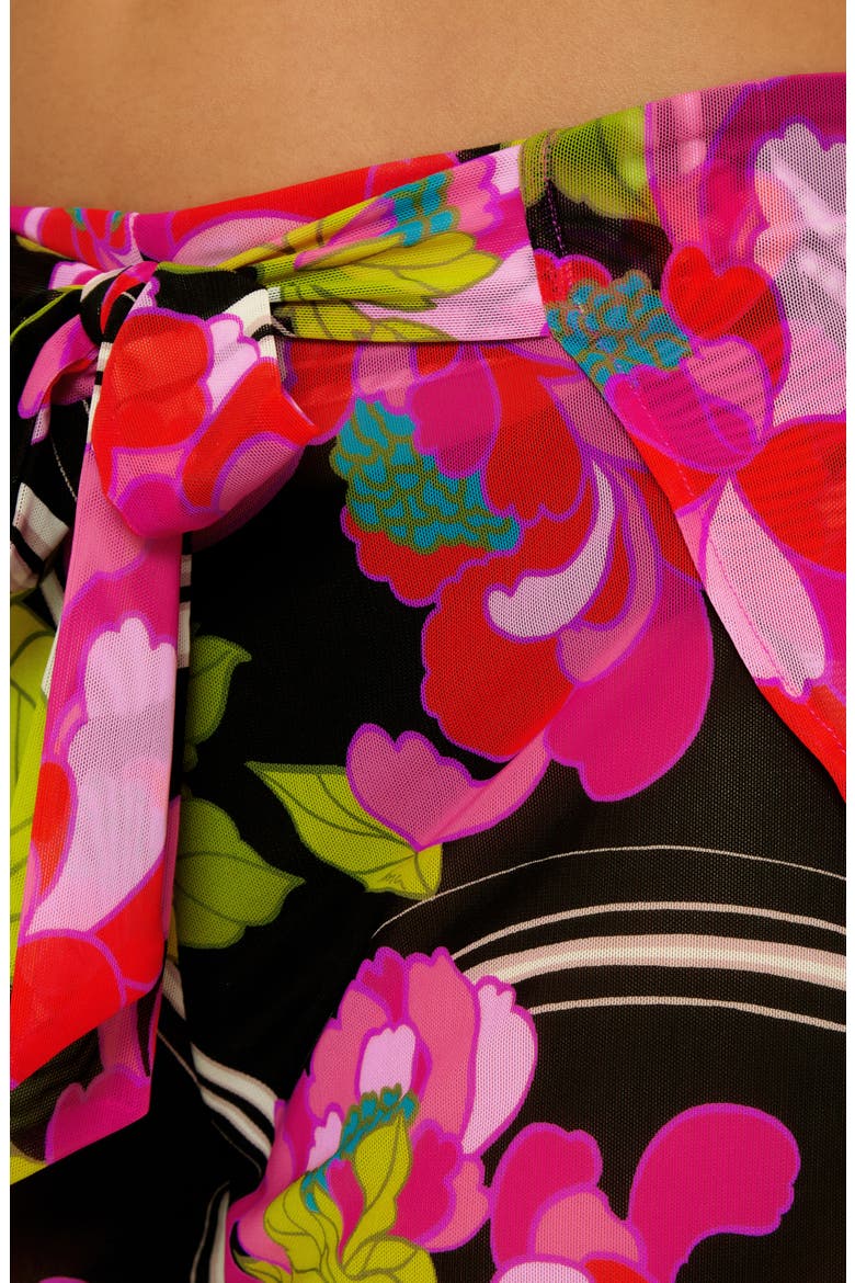 Bougainvillea Tie Waist Print Cover-Up Shorts, Alternate, color, BLACK MULTI
