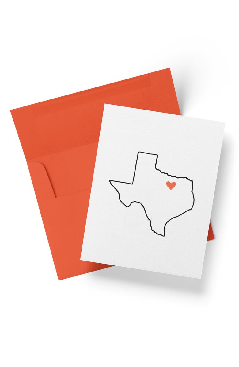 Joy Paper Co. Texas Boxed Set of 8 Cards, Main, color, White With Coral Heart