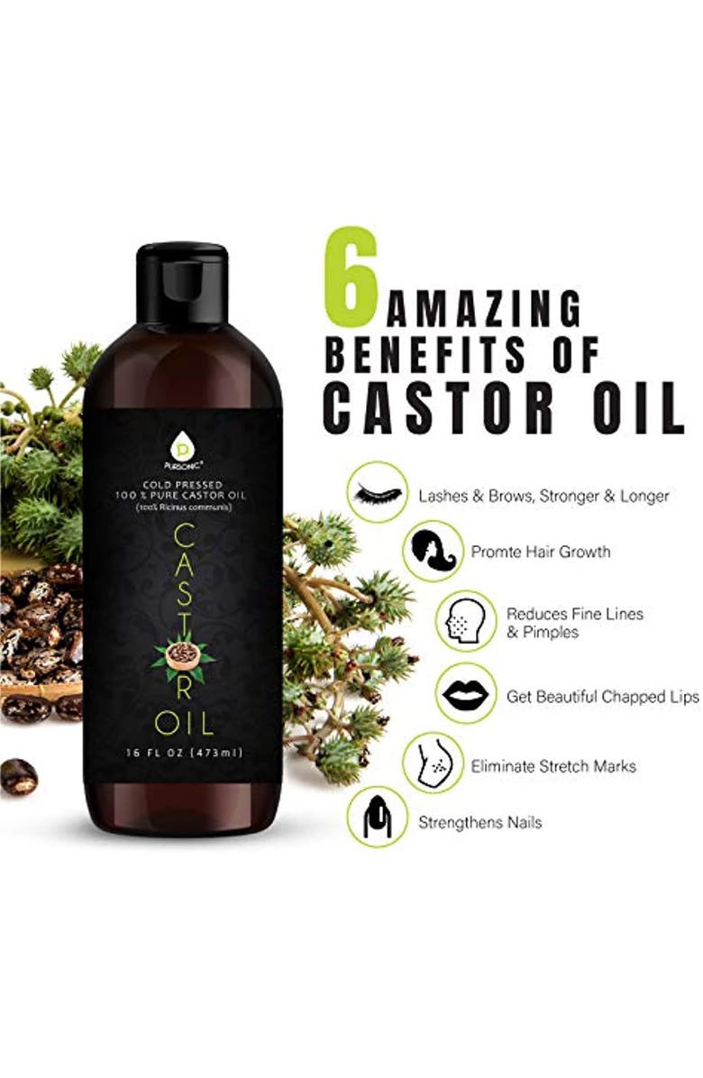 PURSONIC Cold Pressed 100% Castor Oil 16 oz, Alternate, color, Multicolor