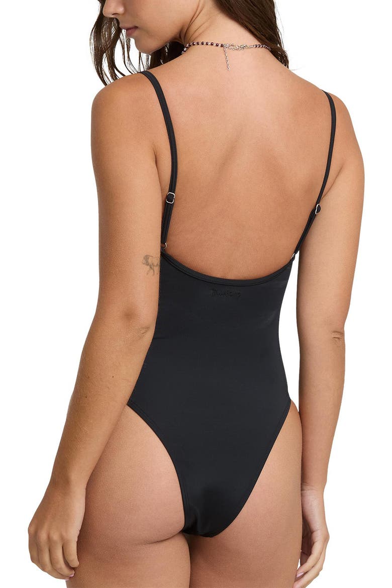 Sol Searcher Isla Cutout One-Piece Swimsuit, Alternate, color, BLACK PEBBLE