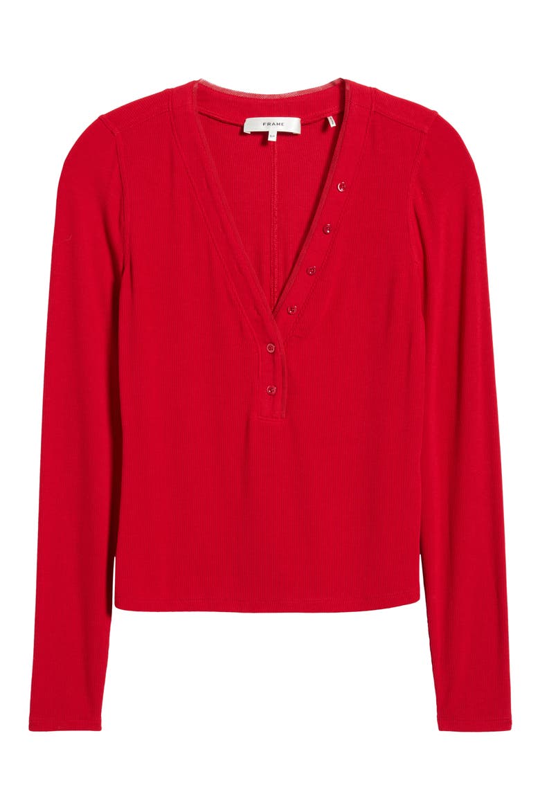 The Mesh Trim Rib Henley, Alternate, color, BRIGHT RASPBERRY