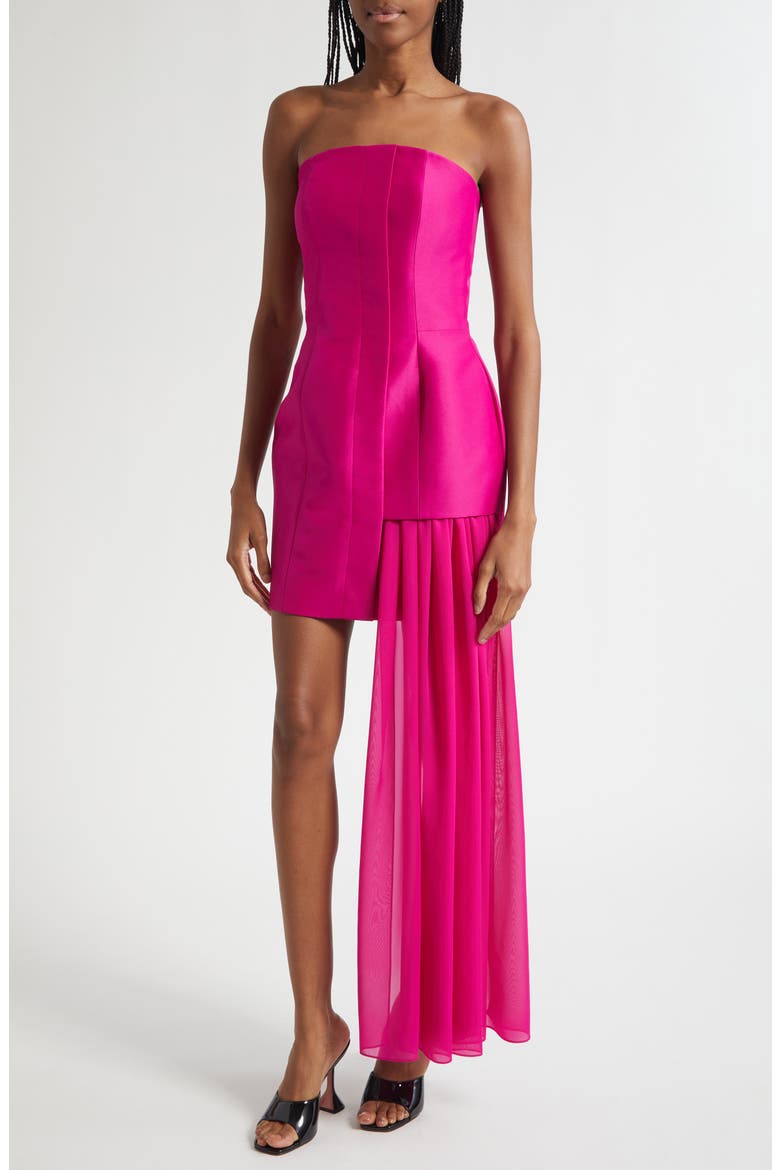 Siti Drape Strapless Cocktail Dress, Alternate, color, FUSCHIA