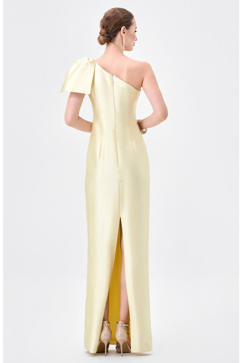 Aramy One Shoulder Bow Gown, Alternate, color, YELLOW