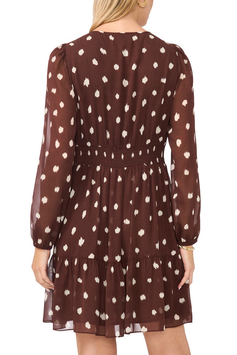 Tiered Long Sleeve Dress, Alternate, color, MAHOGANY