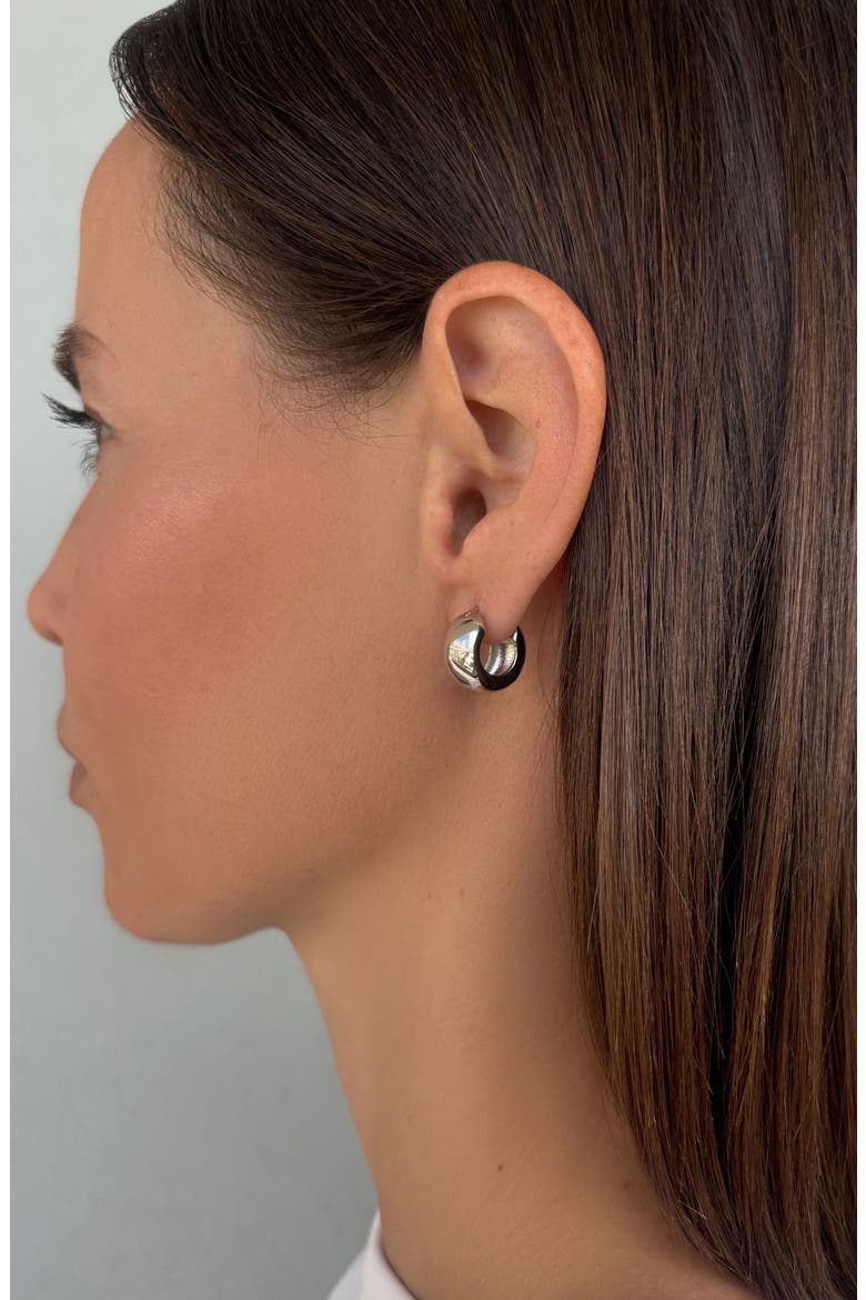 Wide Huggie Hoop Earrings, Alternate, color, SILVER