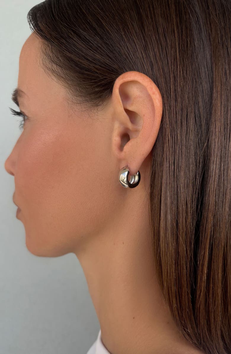Adornia Wide Huggie Hoop Earrings, Alternate, color, Silver
