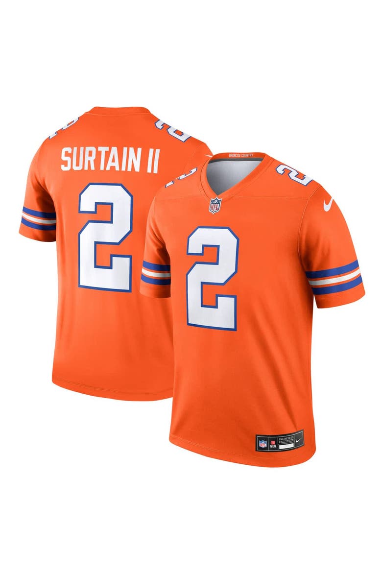 Men's Nike Patrick Surtain II Orange Denver Broncos Alternate Legend Player Performance Top, Alternate, color, Orange