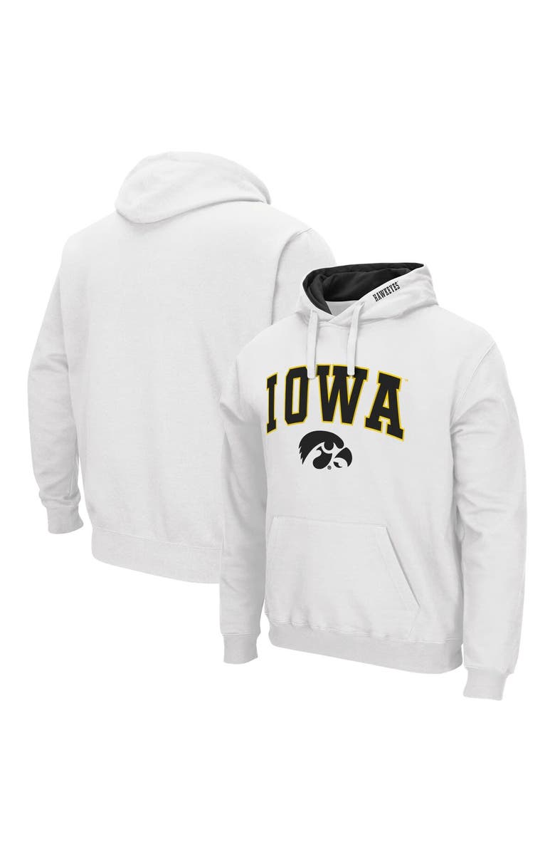 COLOSSEUM Men's Colosseum White Iowa Hawkeyes Arch & Logo 3.0 Pullover Hoodie, Main, color, White