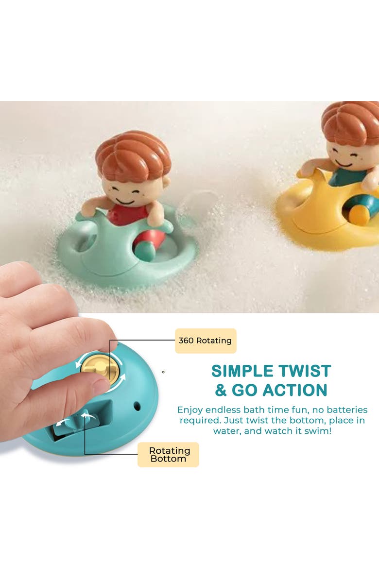Sperric Twist and Go Floating Surfboat Bath Toy Set, Alternate, color, Multicolor