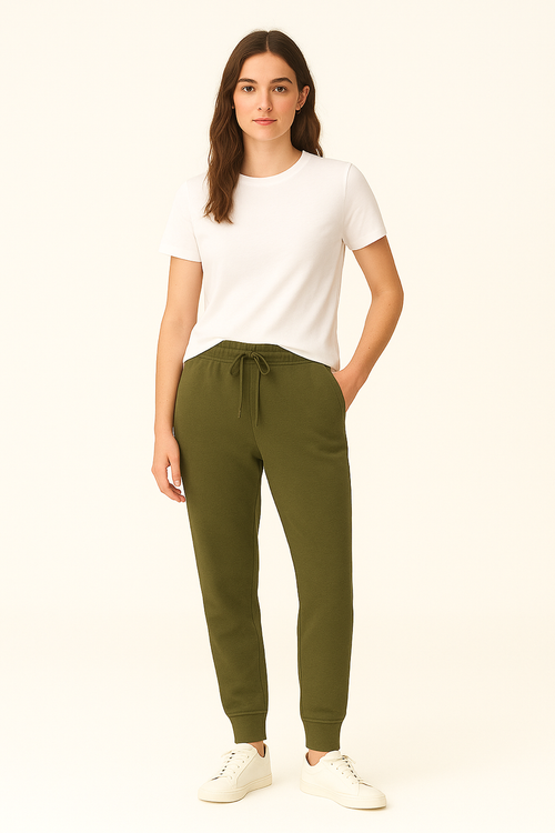 Benben Womens Ultra Soft Singe Pack Dual Zipper Jogger In Green