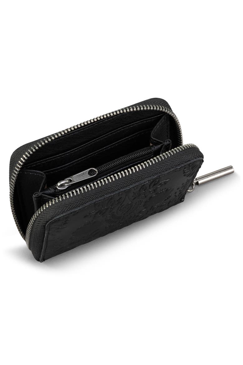 Iris Medium Zip Wallet, Alternate, color, BLACK FLORAL EMBOSSED