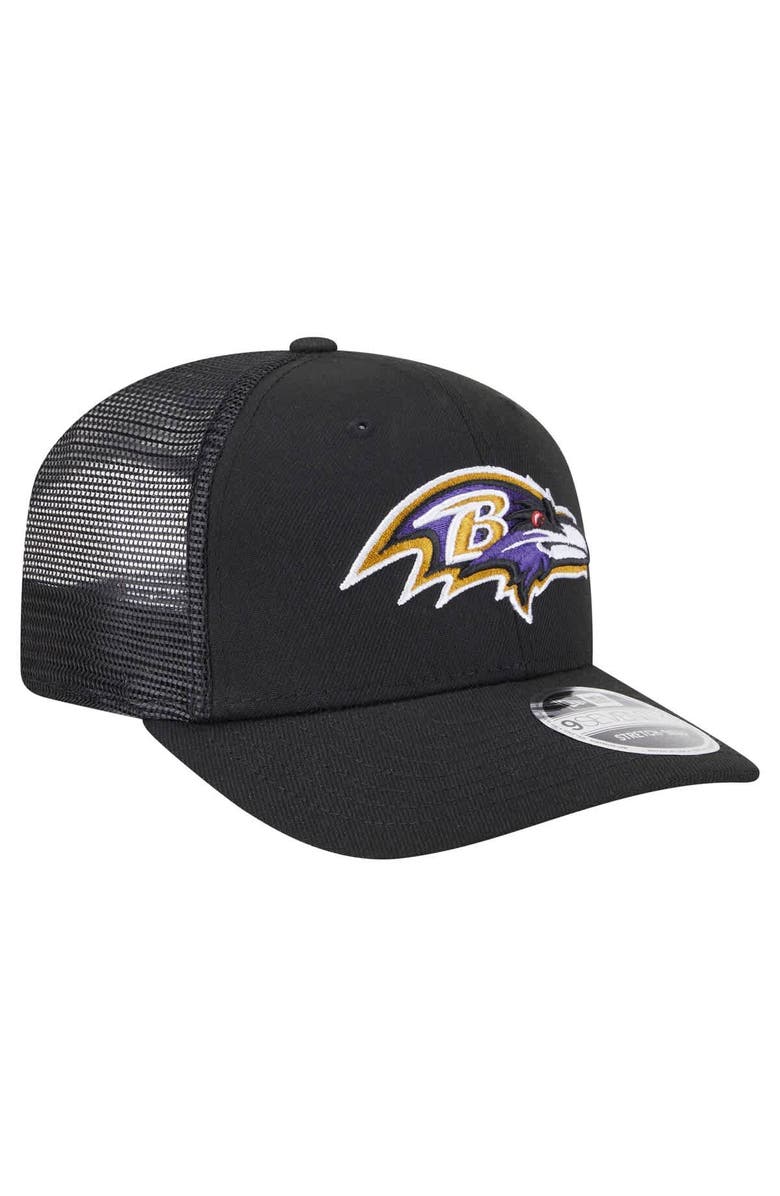 New Era Men's New Era Black Baltimore Ravens Main Trucker 9SEVENTY Stretch-Snap Hat, Alternate, color,