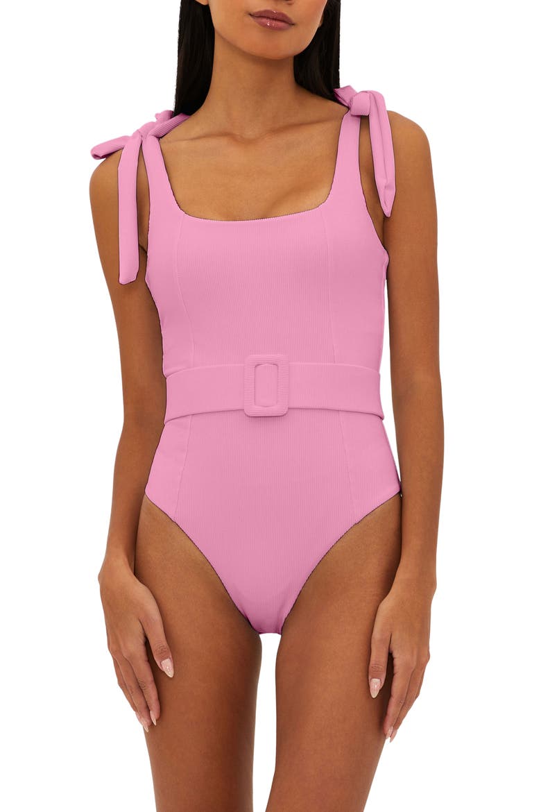 Sydney Belted One-Piece Swimsuit, Main, color, PRISM PINK