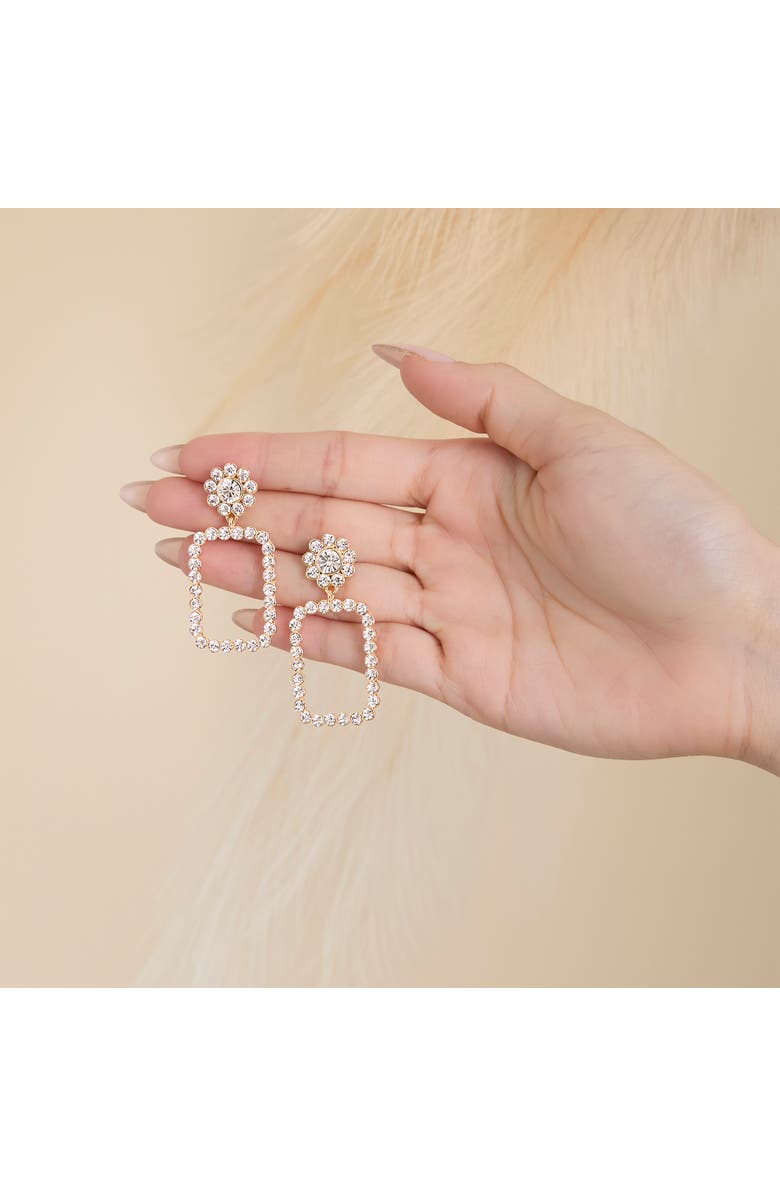 Jessica Simpson Gold-Tone Pave Rectangle Drop Earrings, Alternate, color, Gold