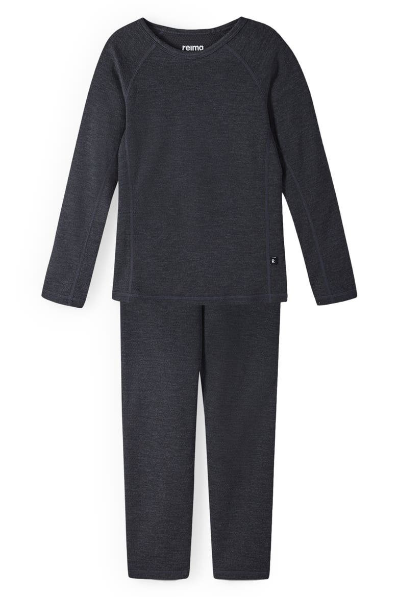 Kids' Lani Thermal Top & Pants Set, Main, color, BLACK MELANGE