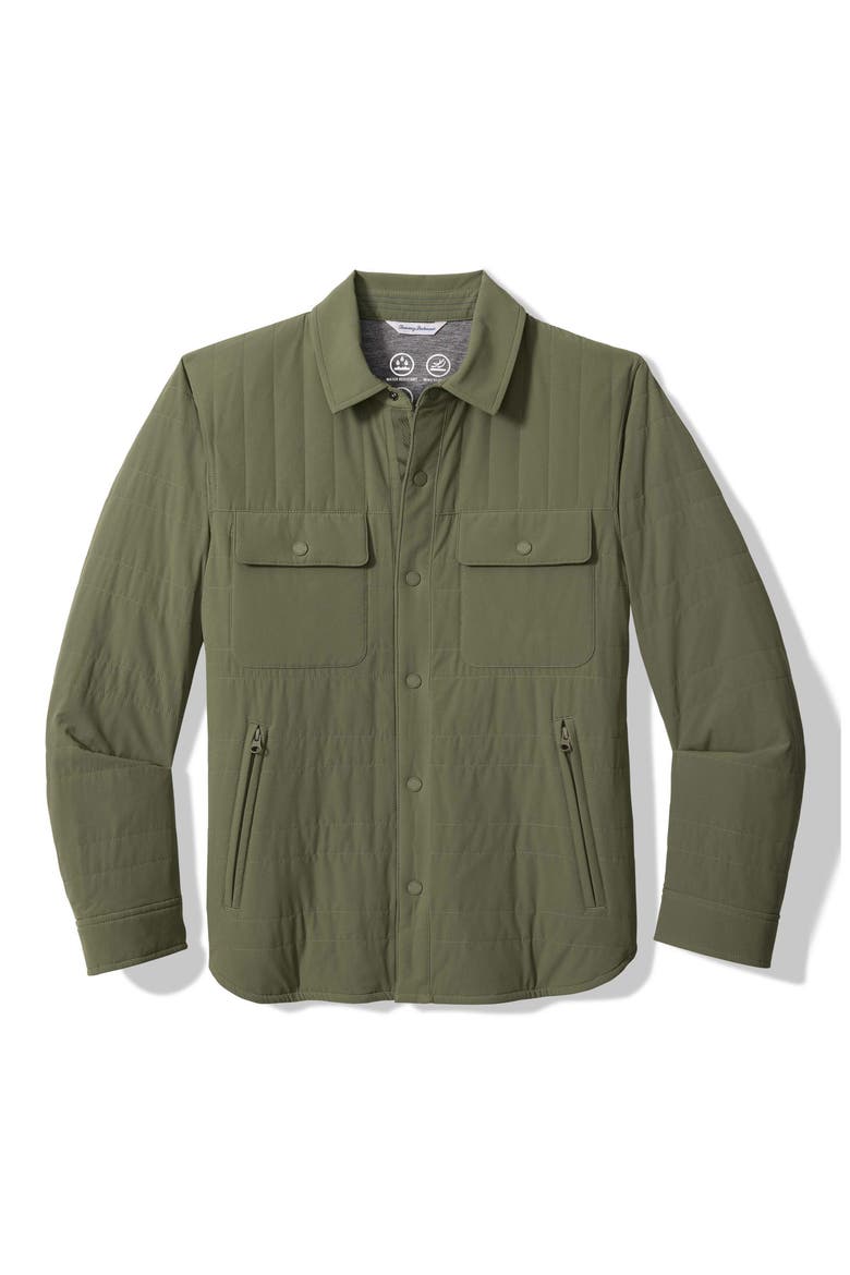 Layton Water Repellent Quilted Shirt Jacket, Main, color, BEETLE GREEN