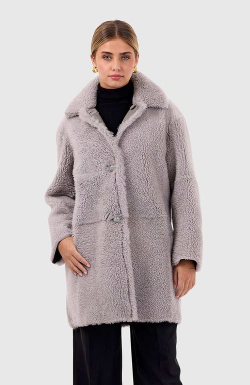 Gorski Reversible Long Hair Shearling Stroller In Gray