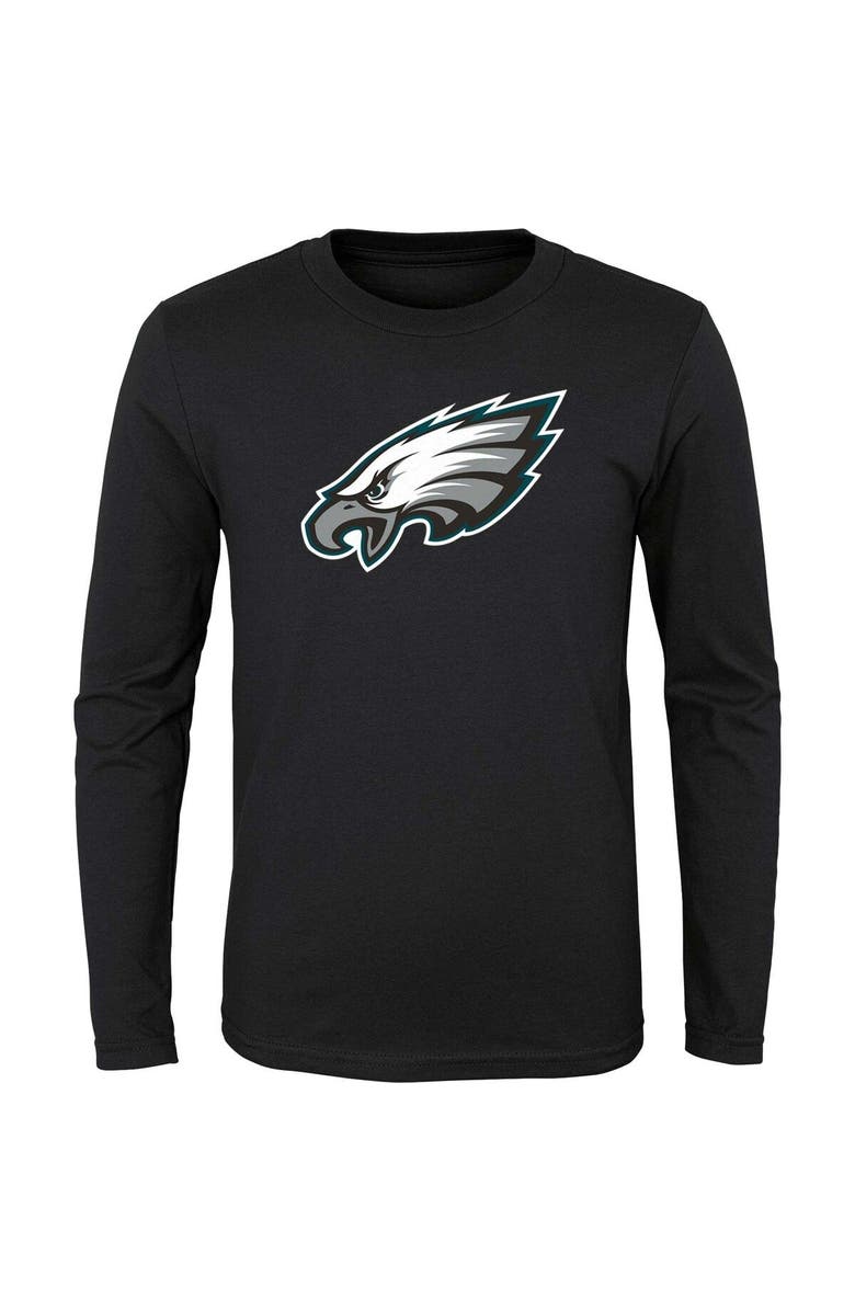 Outerstuff Youth Black Philadelphia Eagles Primary Logo Long Sleeve T-Shirt, Main, color, Black