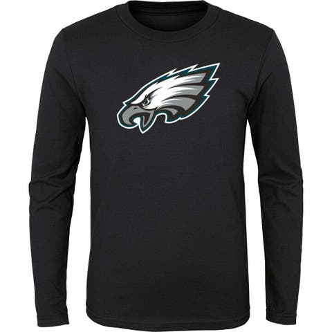Youth Black Philadelphia Eagles Primary Logo Long Sleeve T-Shirt