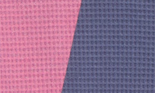 Pleasures Spotlight Print Long Sleeve Cotton Waffle Knit Polo In Blue