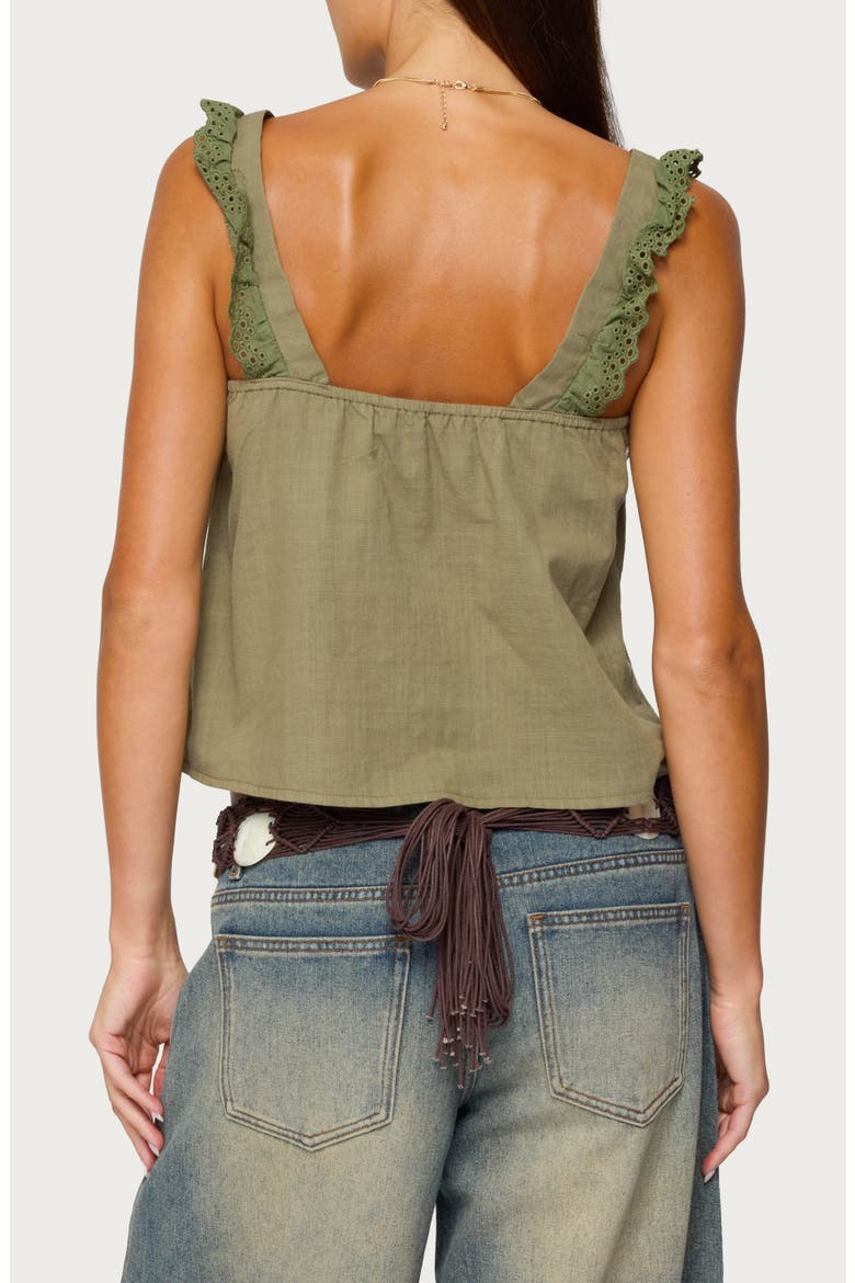 Viviana Ruffle Strap Cotton Tank, Alternate, color, OLIVE