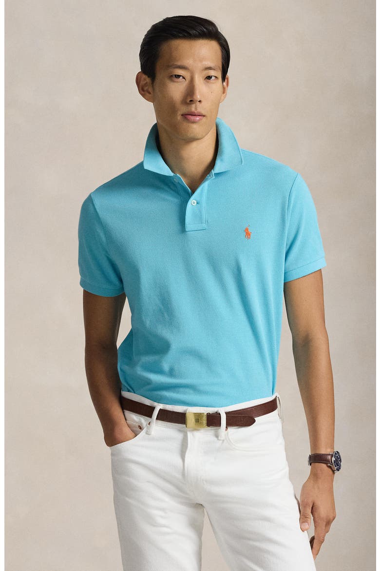 The Iconic Cotton Mesh Polo, Alternate, color, PERFECT TURQUOISE