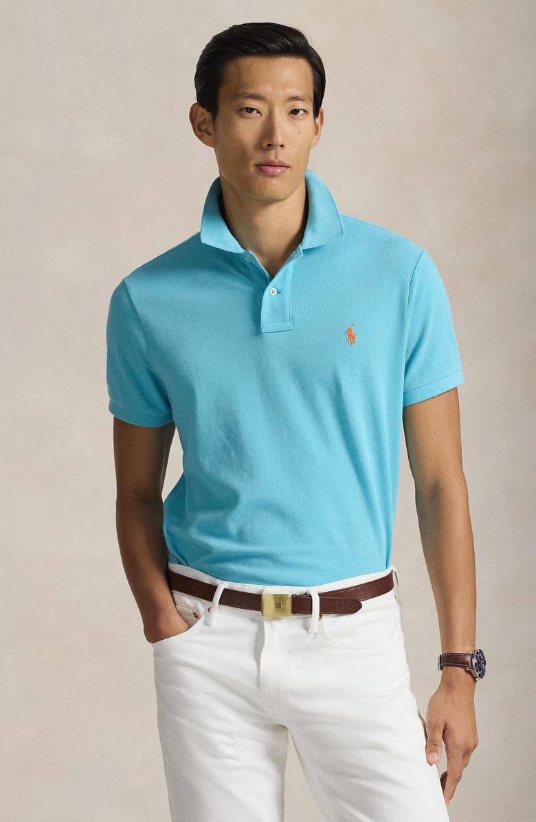 Polo Ralph Lauren The Iconic Cotton Mesh Polo, Alternate, color, Perfect Turquoise