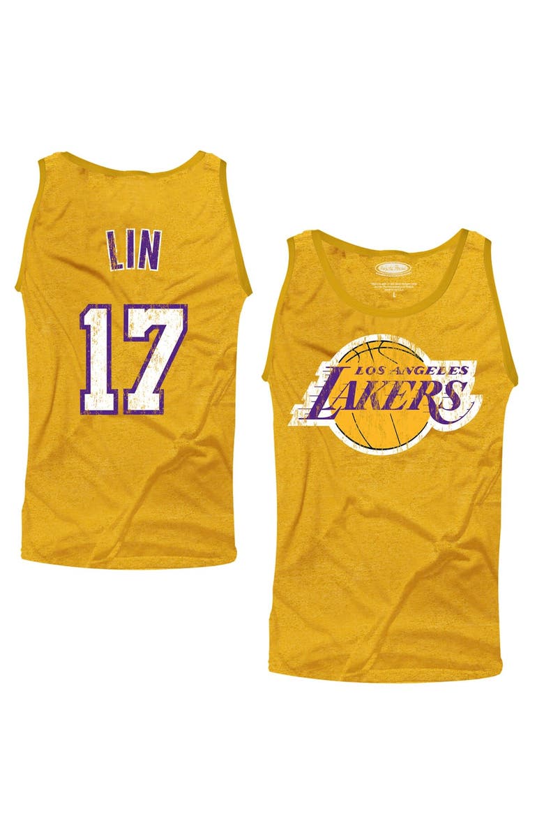 Majestic Threads Jeremy Lin Los Angeles Lakers Majestic Threads Player Tri-Blend Tank Top - Gold, Main, color,