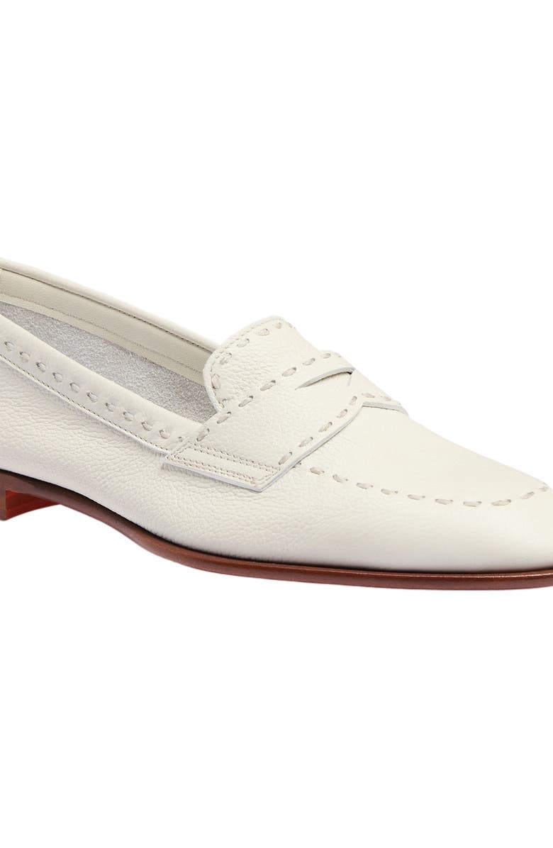 Santoni Women's tumbled leather penny loafer, Alternate, color, White